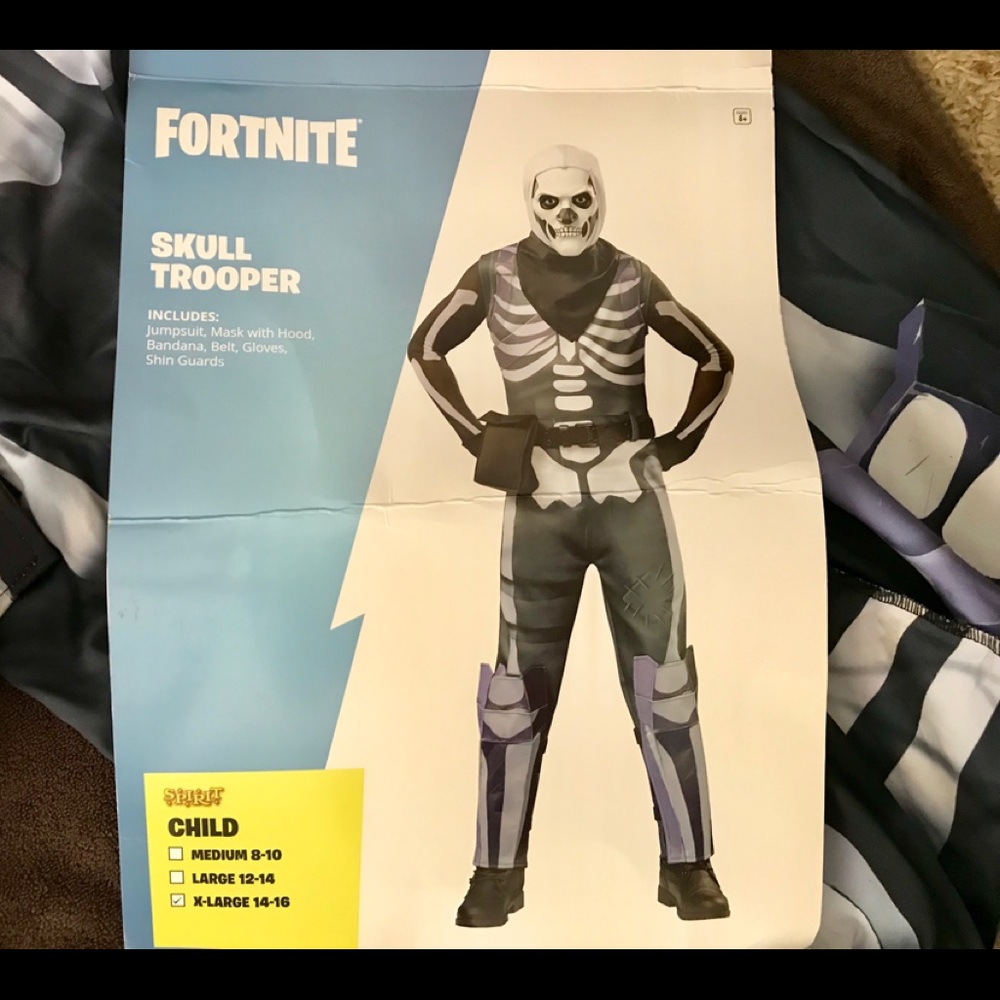 Fortnite Skull Trooper costume, size 14/16